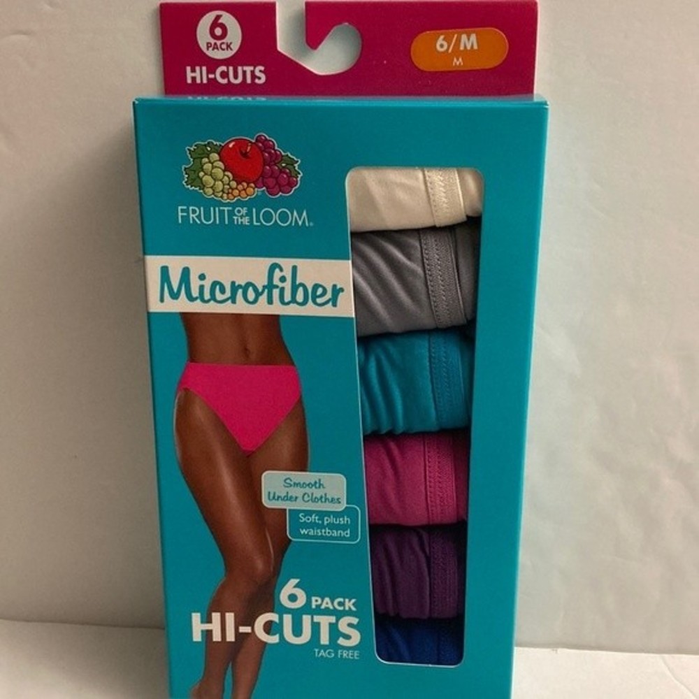 Fruit of the Loom Microfiber Hi Cuts Size 6 Medium Underwear Panties